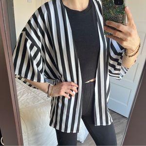 Black & White Striped Kimono